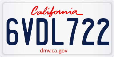 CA license plate 6VDL722