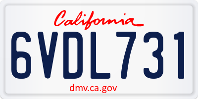 CA license plate 6VDL731
