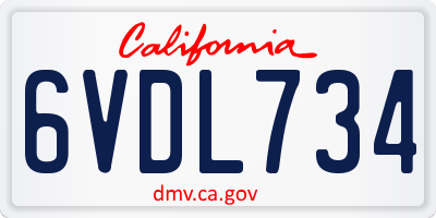 CA license plate 6VDL734