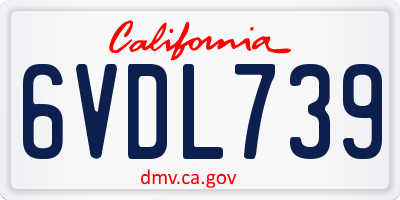 CA license plate 6VDL739