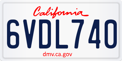CA license plate 6VDL740