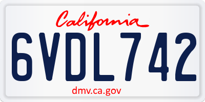 CA license plate 6VDL742