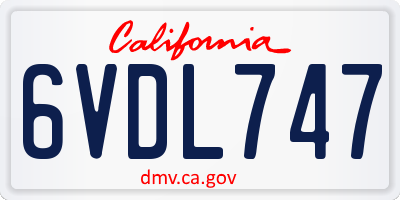 CA license plate 6VDL747