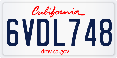 CA license plate 6VDL748