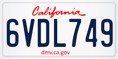 CA license plate 6VDL749