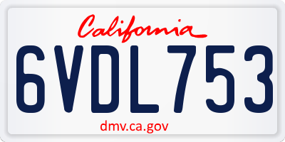 CA license plate 6VDL753