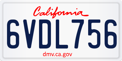 CA license plate 6VDL756