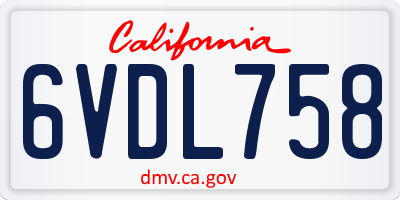 CA license plate 6VDL758