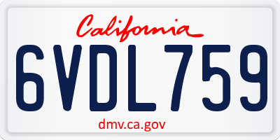 CA license plate 6VDL759