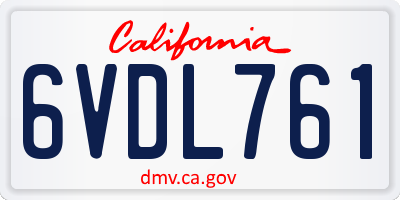 CA license plate 6VDL761