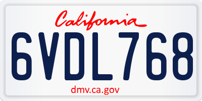 CA license plate 6VDL768