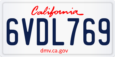 CA license plate 6VDL769