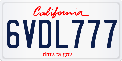 CA license plate 6VDL777