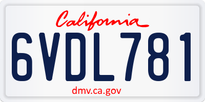 CA license plate 6VDL781