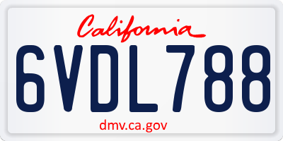 CA license plate 6VDL788