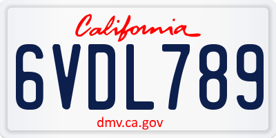 CA license plate 6VDL789