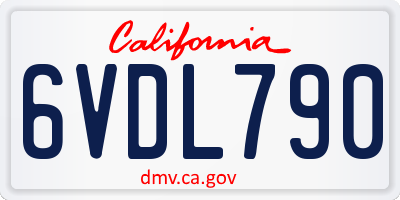 CA license plate 6VDL790