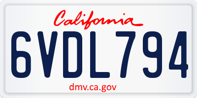 CA license plate 6VDL794