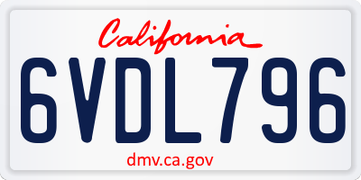 CA license plate 6VDL796