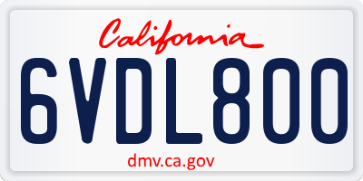 CA license plate 6VDL800