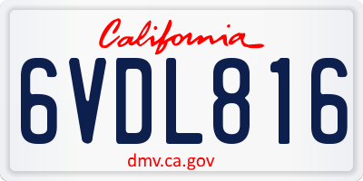 CA license plate 6VDL816