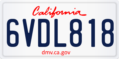 CA license plate 6VDL818