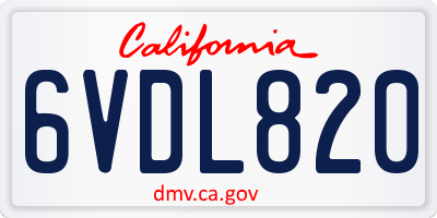 CA license plate 6VDL820