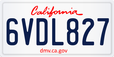 CA license plate 6VDL827