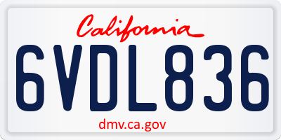 CA license plate 6VDL836