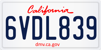 CA license plate 6VDL839