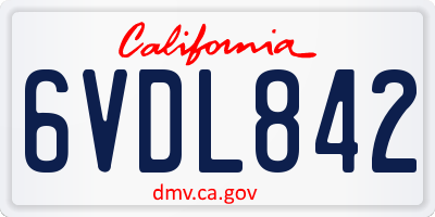 CA license plate 6VDL842