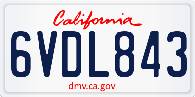 CA license plate 6VDL843