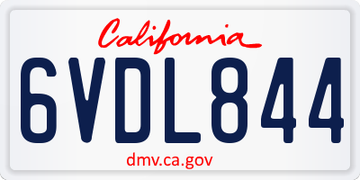 CA license plate 6VDL844
