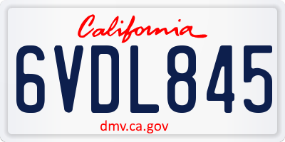 CA license plate 6VDL845