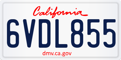 CA license plate 6VDL855