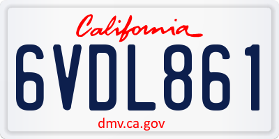 CA license plate 6VDL861