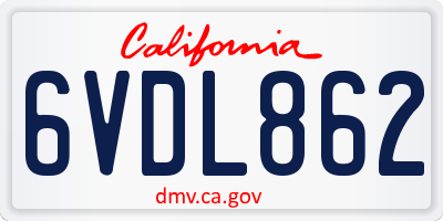 CA license plate 6VDL862