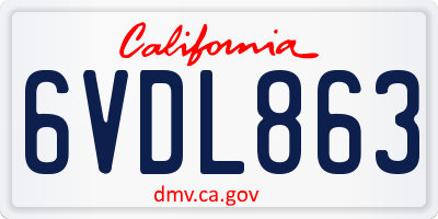 CA license plate 6VDL863