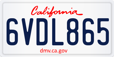 CA license plate 6VDL865