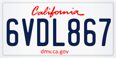 CA license plate 6VDL867
