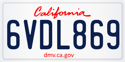 CA license plate 6VDL869