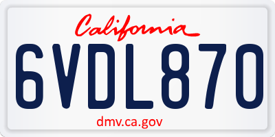 CA license plate 6VDL870
