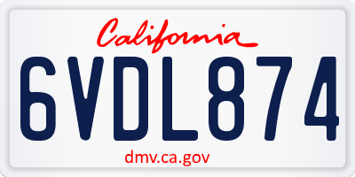 CA license plate 6VDL874