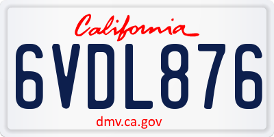 CA license plate 6VDL876