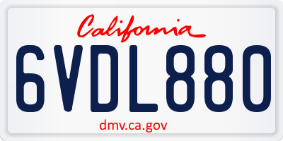 CA license plate 6VDL880