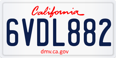 CA license plate 6VDL882
