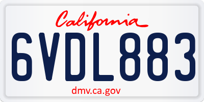 CA license plate 6VDL883