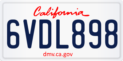 CA license plate 6VDL898