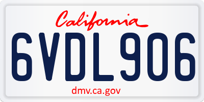 CA license plate 6VDL906