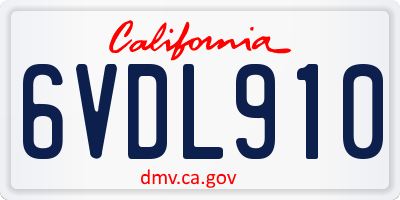 CA license plate 6VDL910